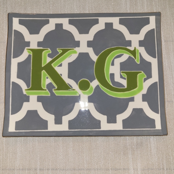 Jill Rosenwald Signed Ceramic Monogram K. G Tray - Picture 7 of 12